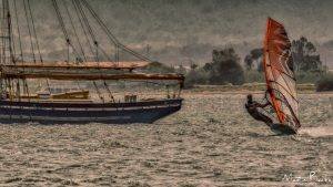 Windsurfer Rounds Vintage Yacht