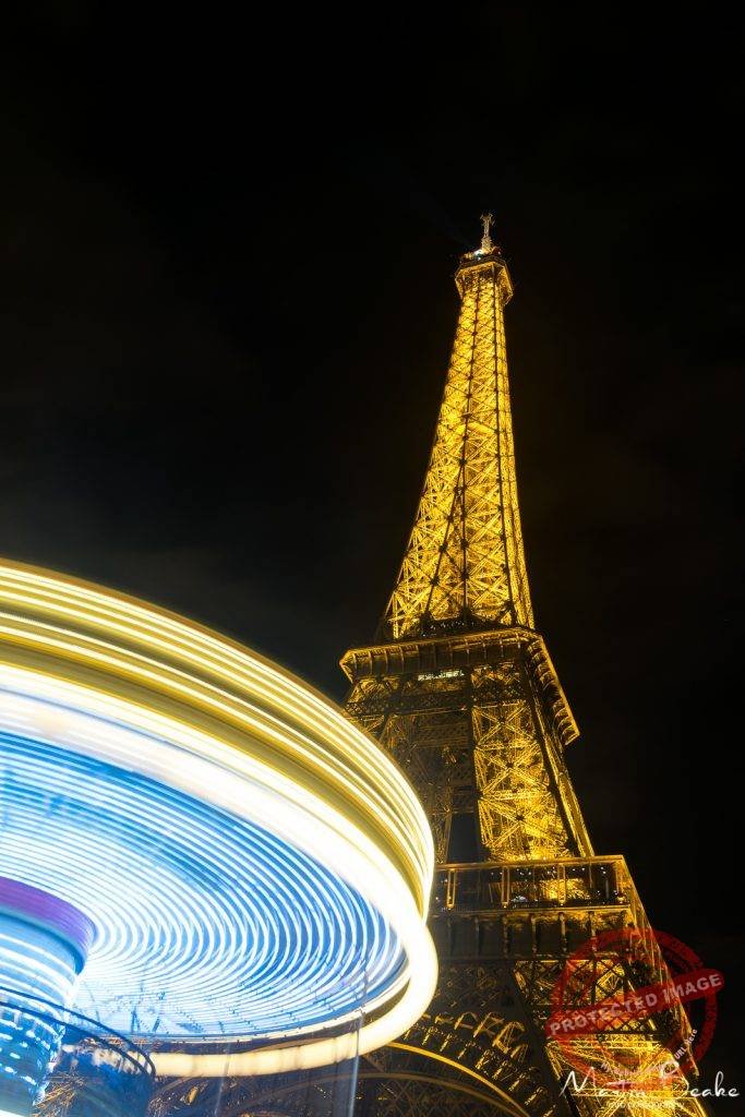 Eiffel Tower and Carousel at Night