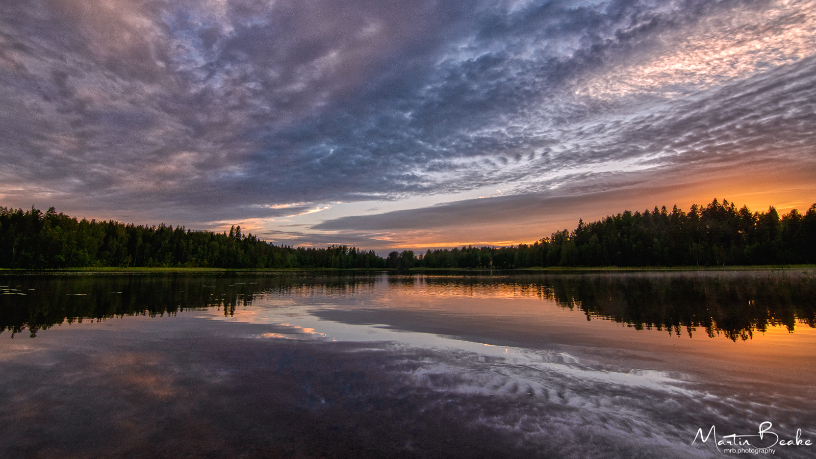 Summer Sunset over Lake, Evo, nr Hameenlinna, Finland