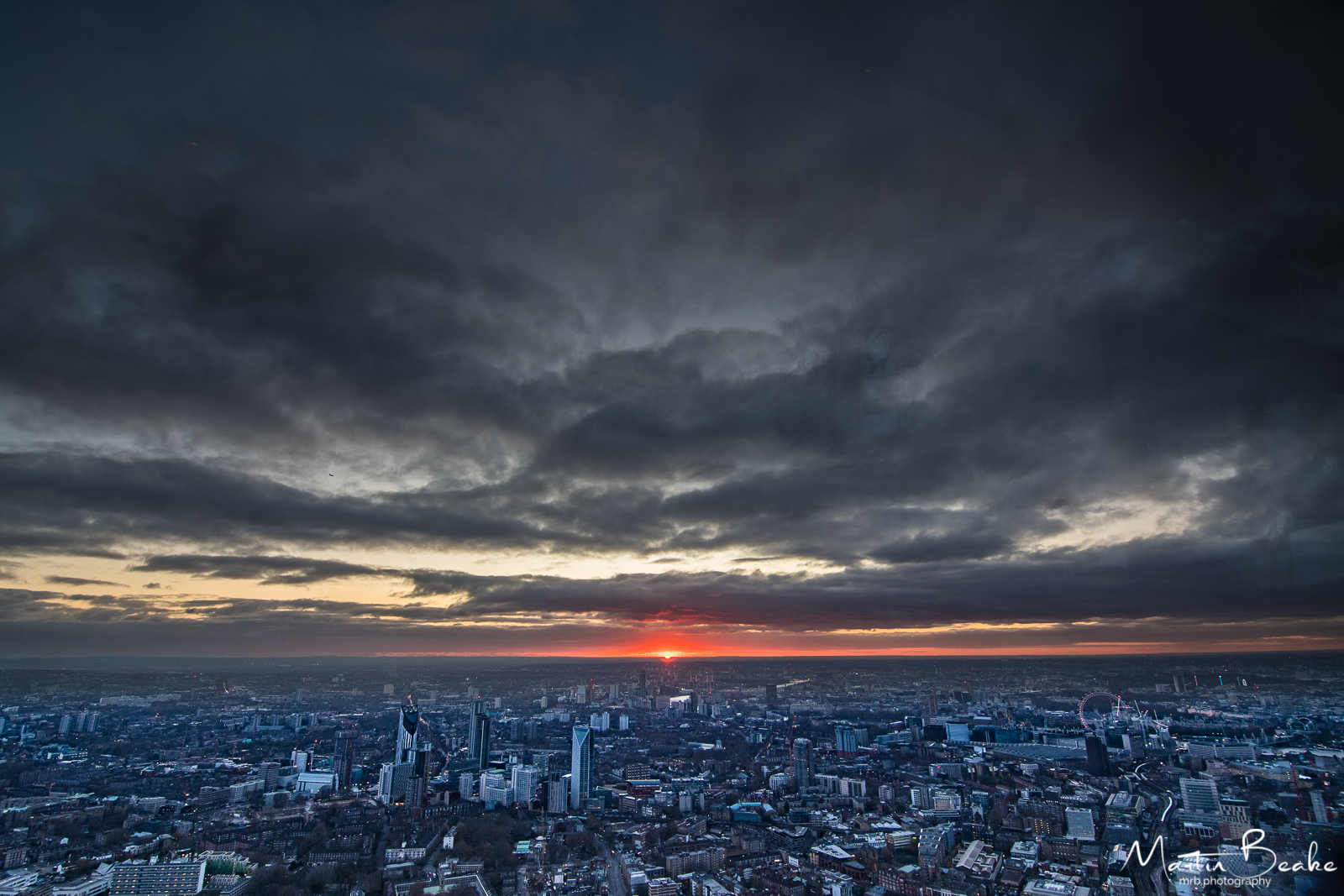 Dark Sunset over South West London from the Shard