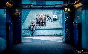 Woman on Mobile at Old Street Tube Station